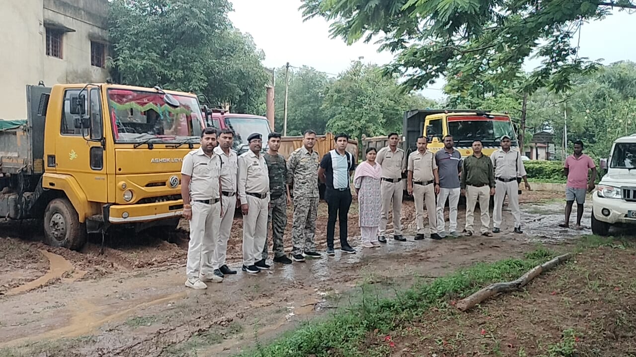 Surajpur Distric :लटोरी व खड़गवाँ क्षेत्र में अवैध खनिज परिवहन पर कार्रवाई, 9 वाहन जब्त